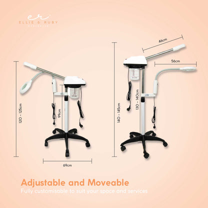 Ellie & Ruby Facial Steamer Magnifying Lamp - 2in1 Professional Beauty Machine