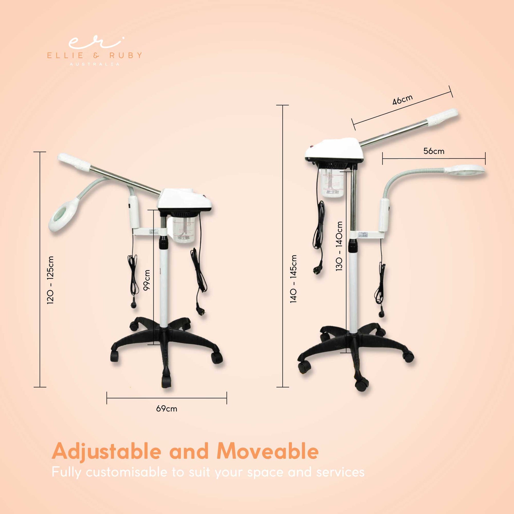Ellie & Ruby 2-in-1 Facial Steamer with 2.5x Magnifying Lamp Adjustable Height - SuperSaverAU - view 2