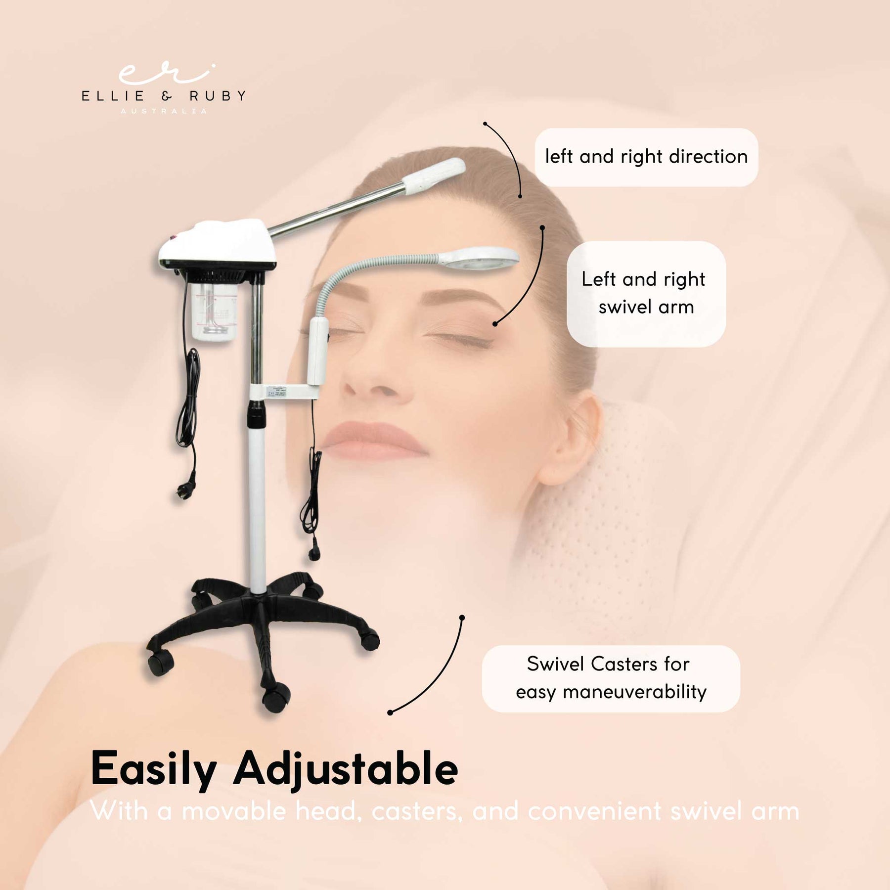 Ellie & Ruby 2-in-1 Facial Steamer with 2.5x Magnifying Lamp Adjustable Height - SuperSaverAU - view 4