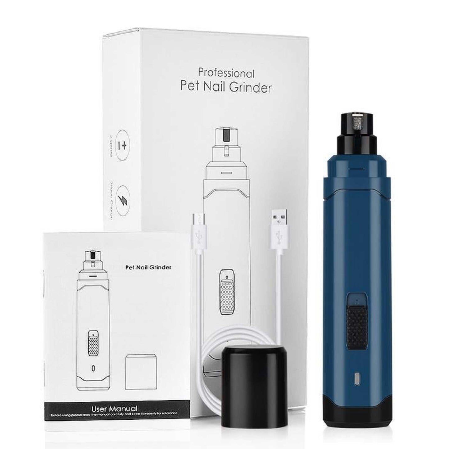 Professional Pet Nail Grinder Electric Trimmer 2-Speed Rechargeable Claw Filer