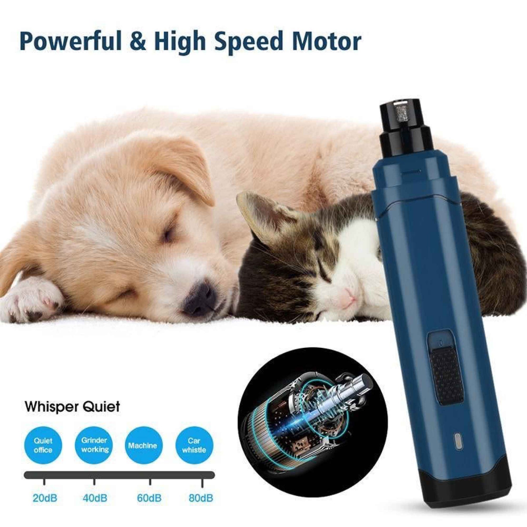 Professional Pet Nail Grinder Electric Trimmer 2-Speed Rechargeable Claw Filer - SuperSaverAU - view 12