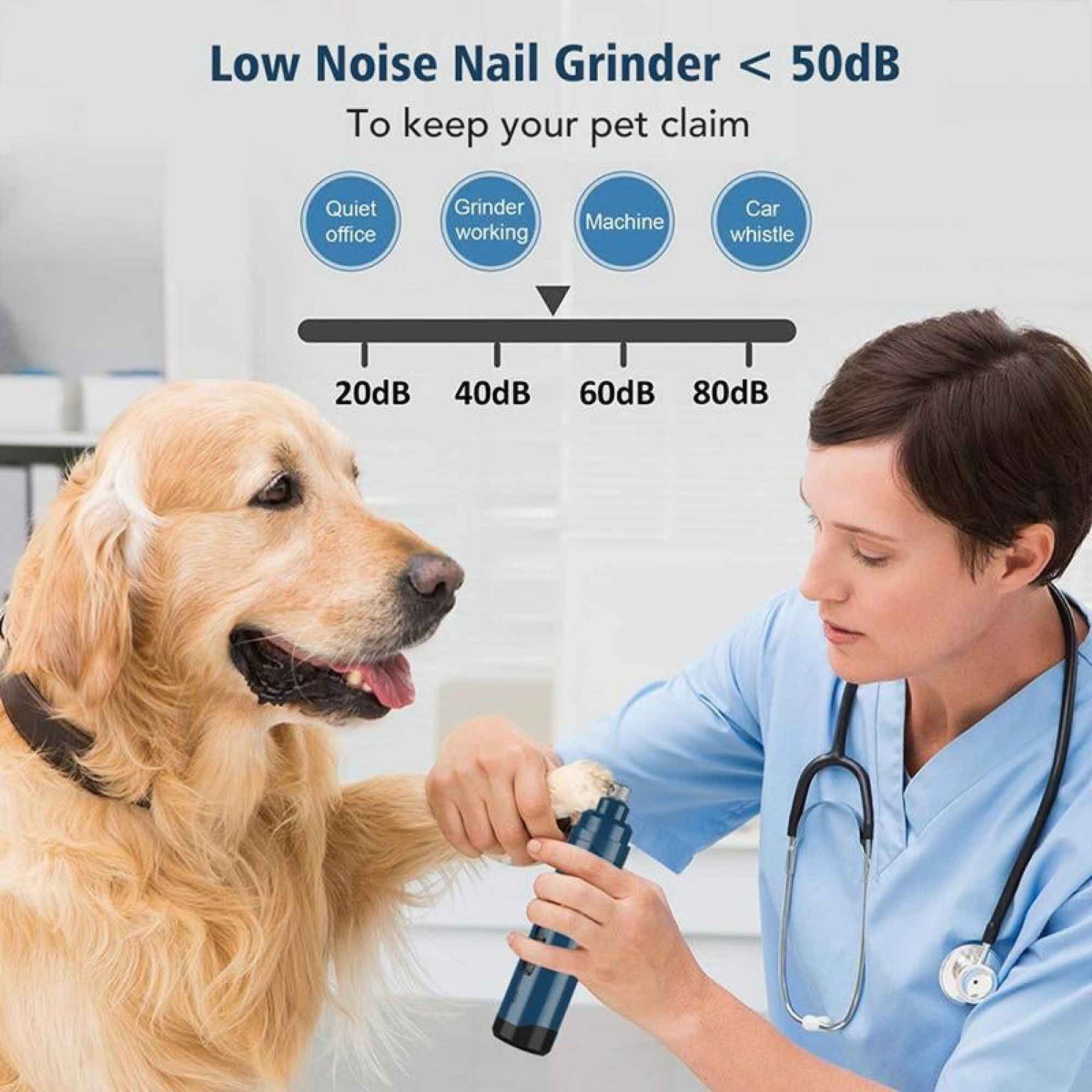 Professional Pet Nail Grinder Electric Trimmer 2-Speed Rechargeable Claw Filer - SuperSaverAU - view 13