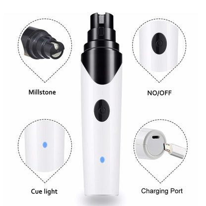 Pet Nail Grinder Electric Trimmer Rechargeable Clipper for Dogs & Cats - 3 Ports, Low Noise