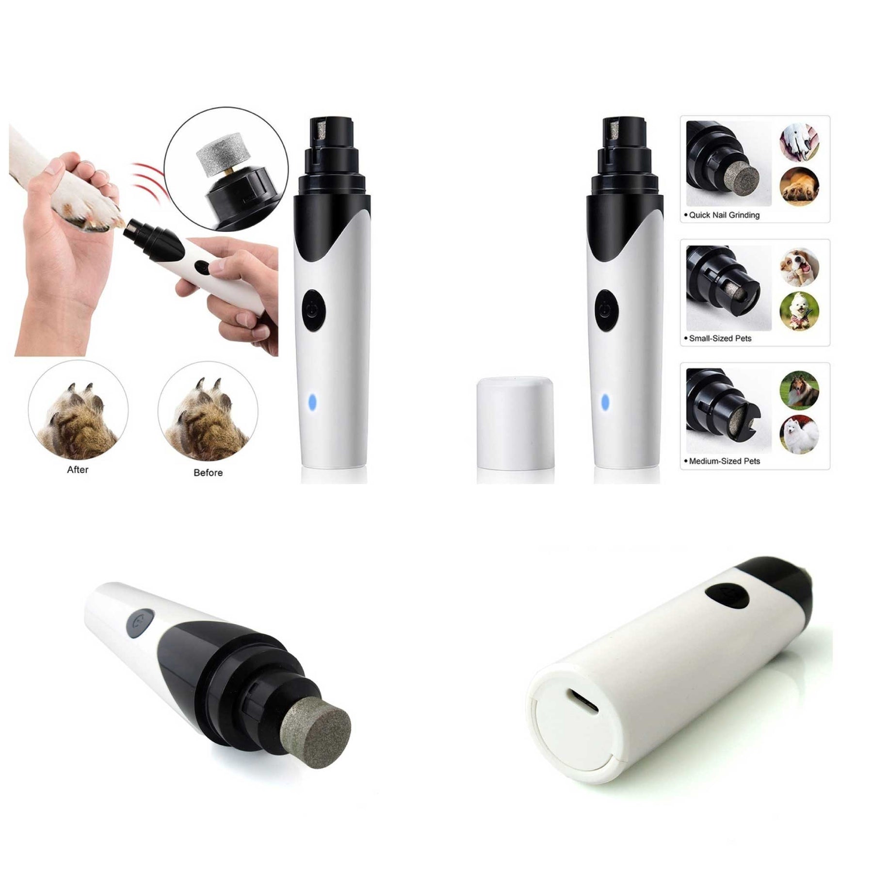 Pet Nail Grinder Electric Trimmer Rechargeable Clipper for Dogs & Cats - 3 Ports, Low Noise - SuperSaverAU - view 8