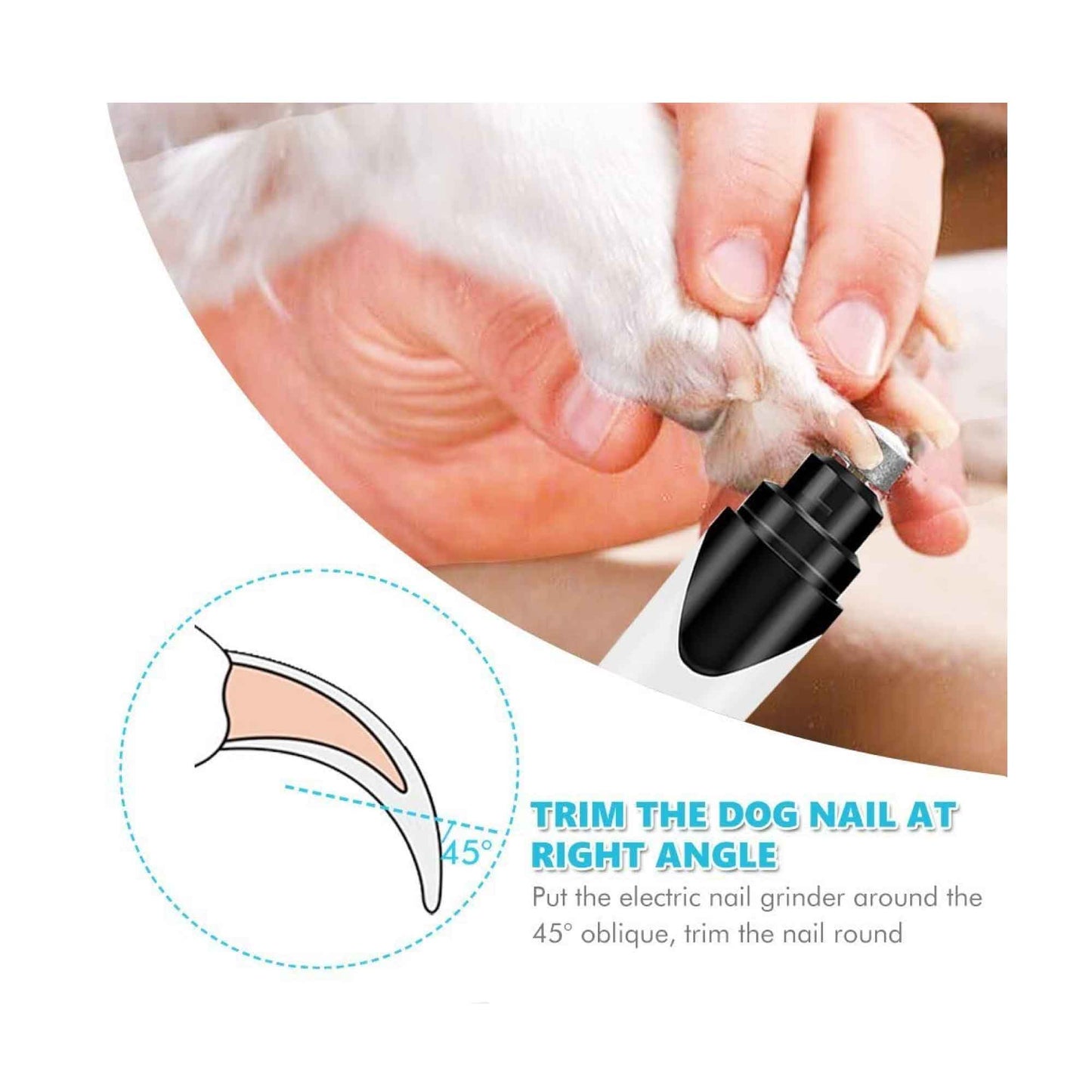 Pet Nail Grinder Electric Trimmer Rechargeable Clipper for Dogs & Cats - 3 Ports, Low Noise
