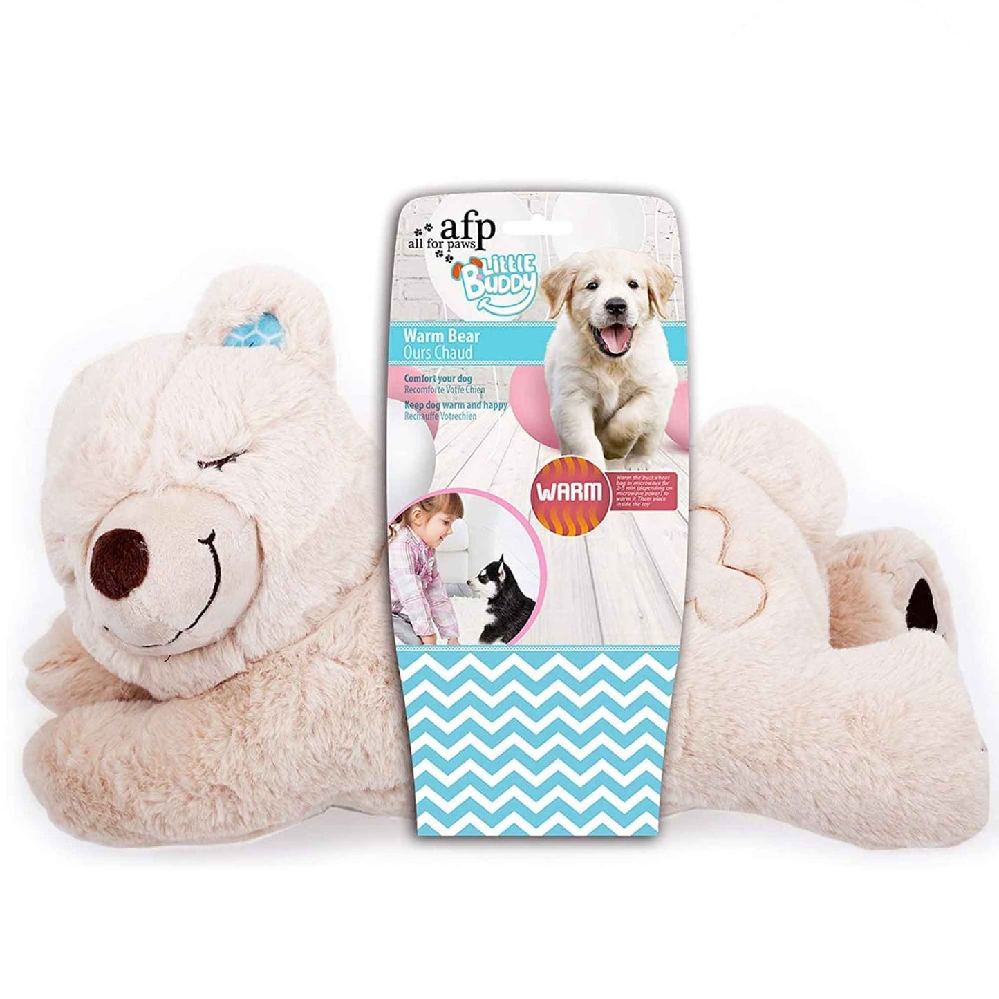 All For Paws Comfort Warm Bear 38x20x18cm Puppy Sleep Aid Plush Toy