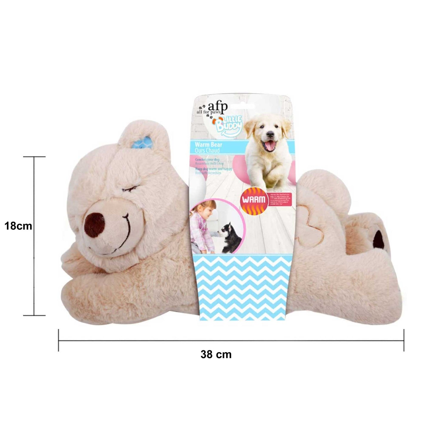All For Paws Comfort Warm Bear 38x20x18cm Puppy Sleep Aid Plush Toy
