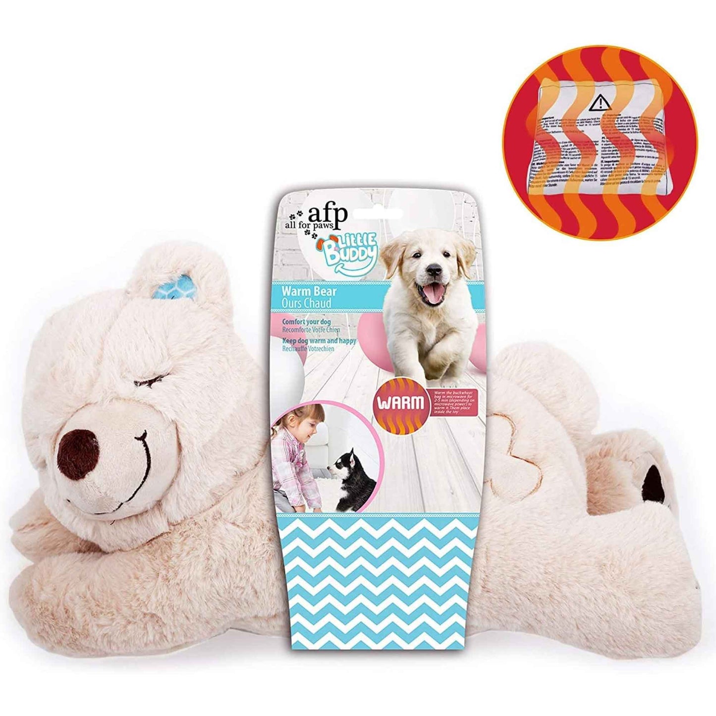 All For Paws Comfort Warm Bear 38x20x18cm Puppy Sleep Aid Plush Toy