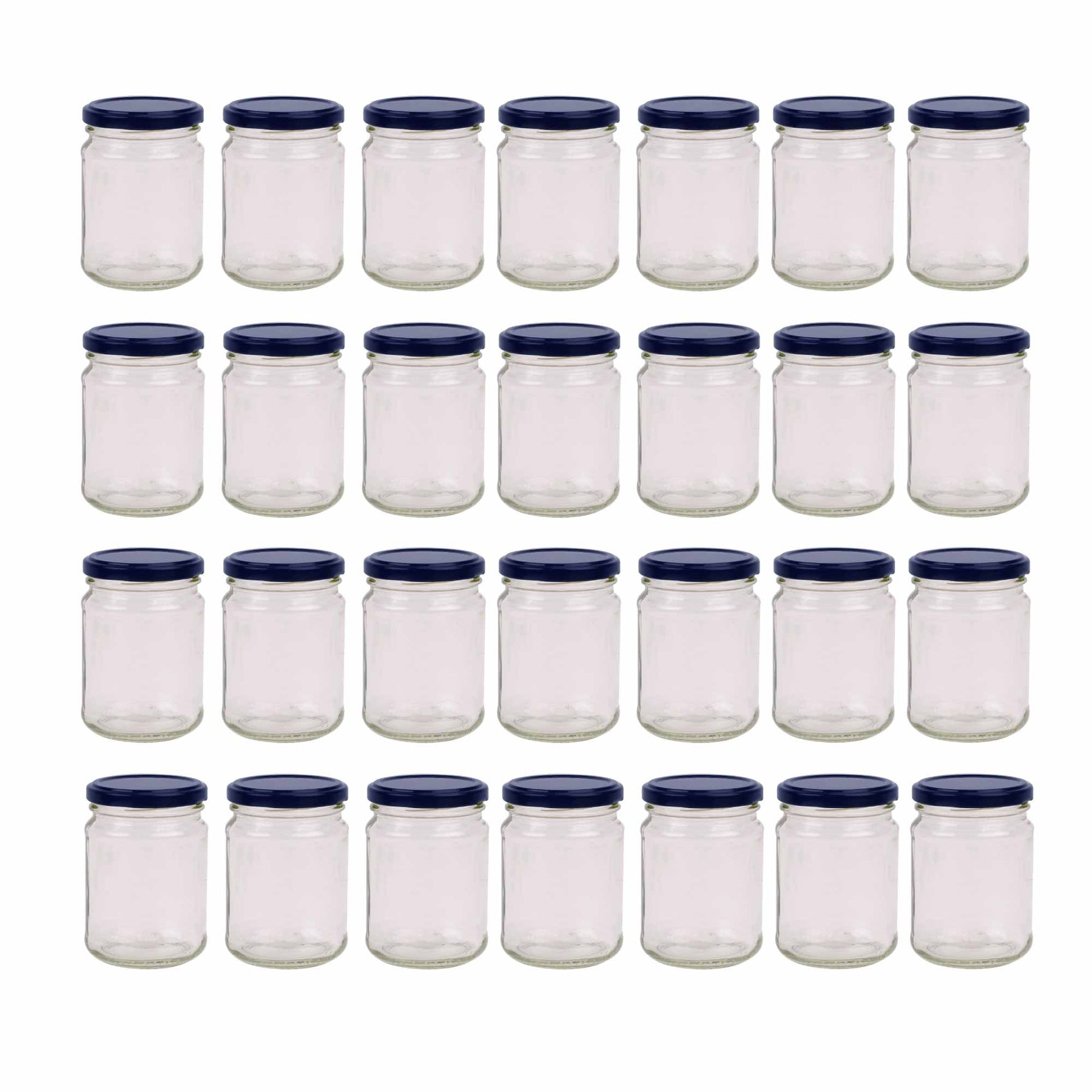 V238 Empty 250ml Round Flint Glass Jars with Black Metal Twist Lids - 28 Pack - SuperSaverAU - view 1