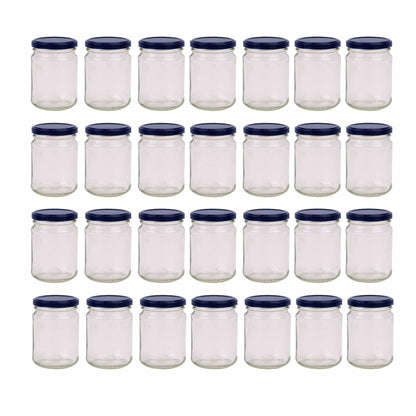 28x 250ml Flint Glass Jars +  Twist Lids - Round Food Storage Small Spices