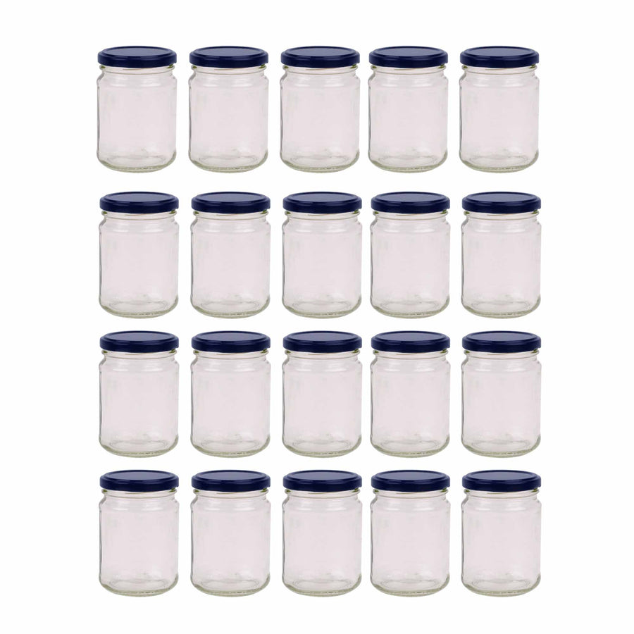 150ml Flint Glass Jars with Black Metal Twist Finish Lids - 20 Pack - SuperSaverAU - view 1