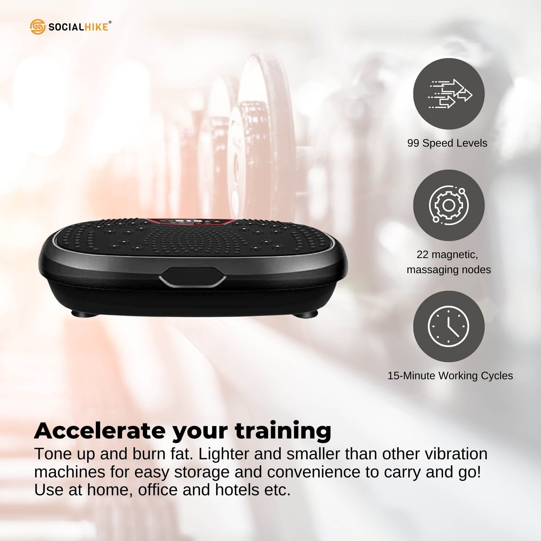 Black Mini Vibration Platform - Magnet Therapy Vibrating Machine Exercise Plate - SuperSaverAU - view 3