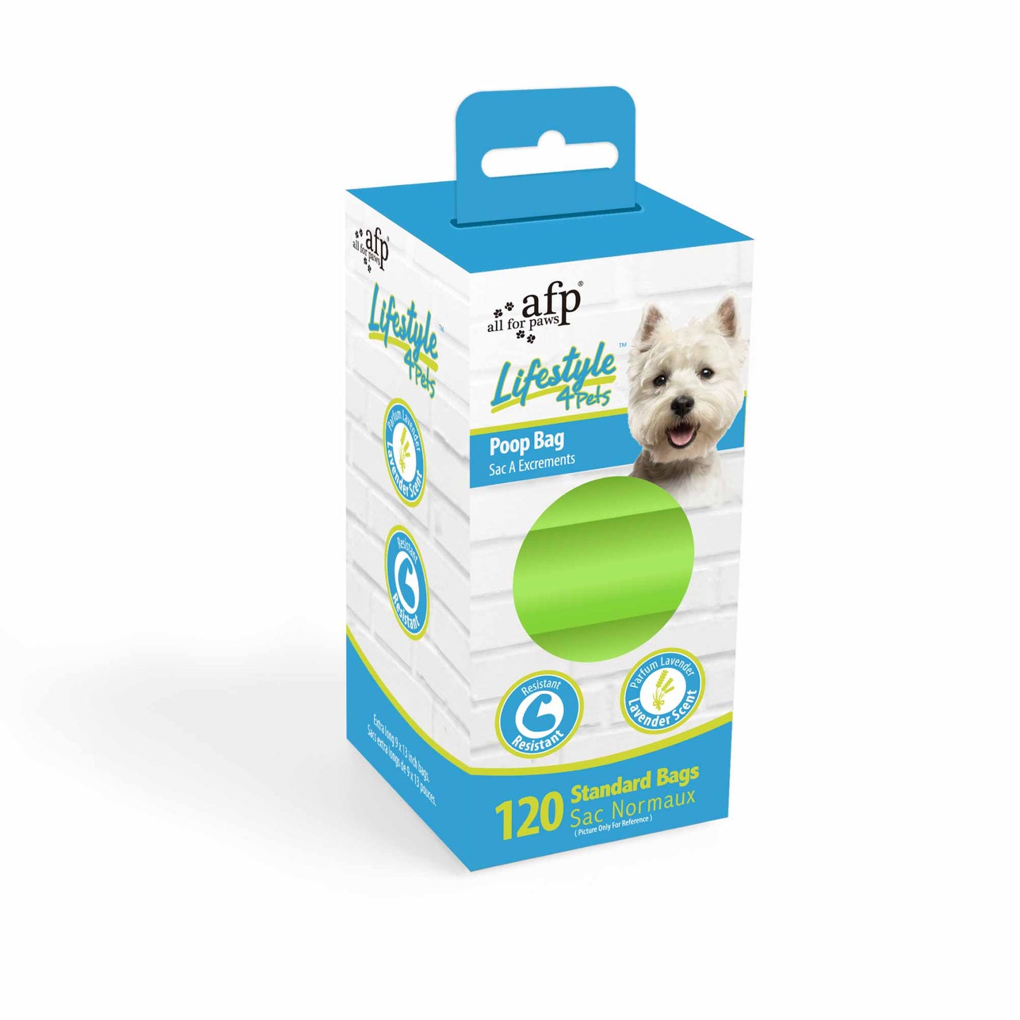 All For Paws Lavender Scented Dog Poop Bags - 120 Bags (22.86x33 cm)