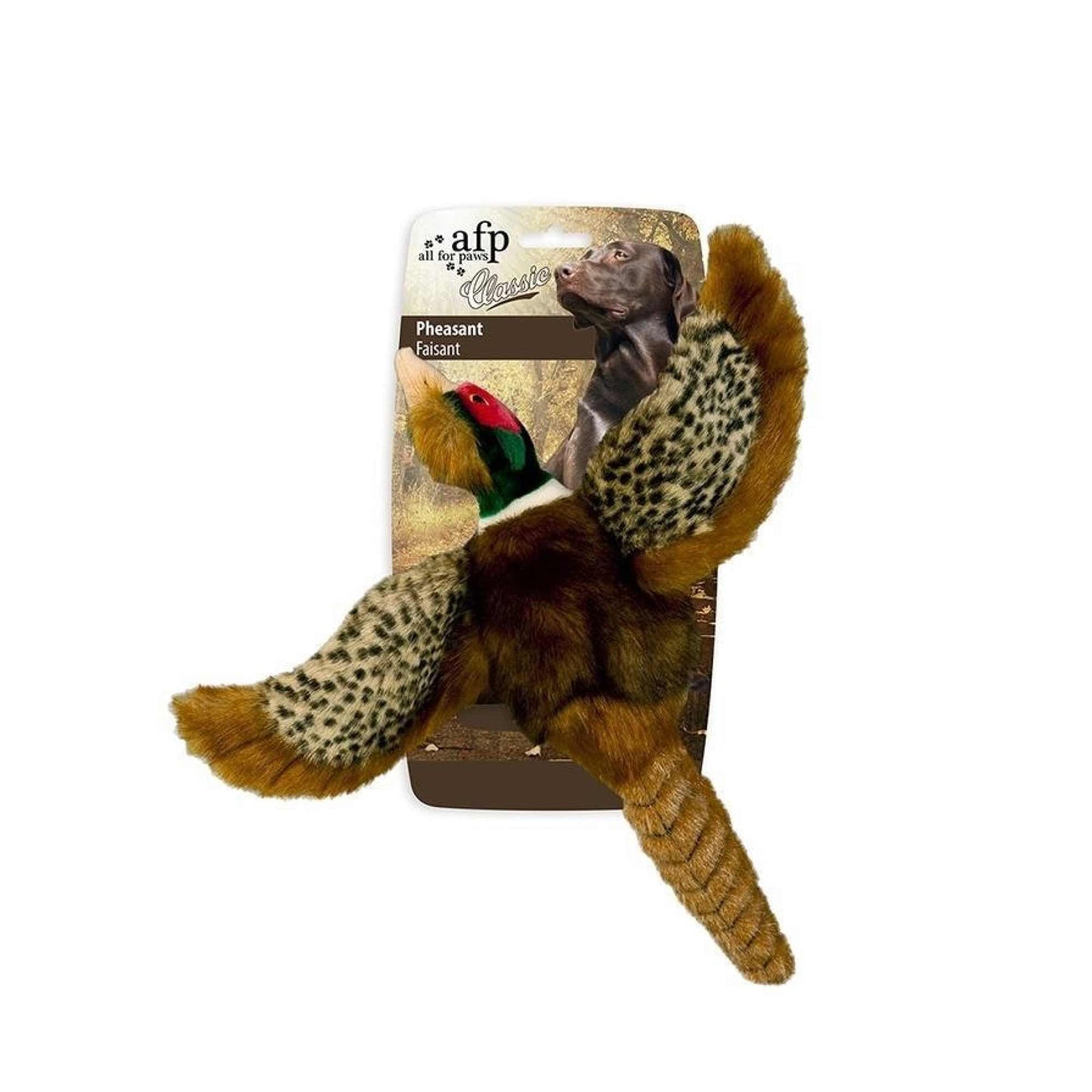 All For Paws Classic Pheasant Dog Plush Toy - Squeaky Interactive 25x25x5 cm