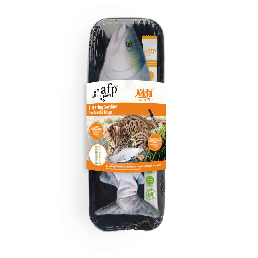 All For Paws Jittering Sardine Cat Toy 27cm with USB Rechargeable Catnip & Silvervine - SuperSaverAU - view 1