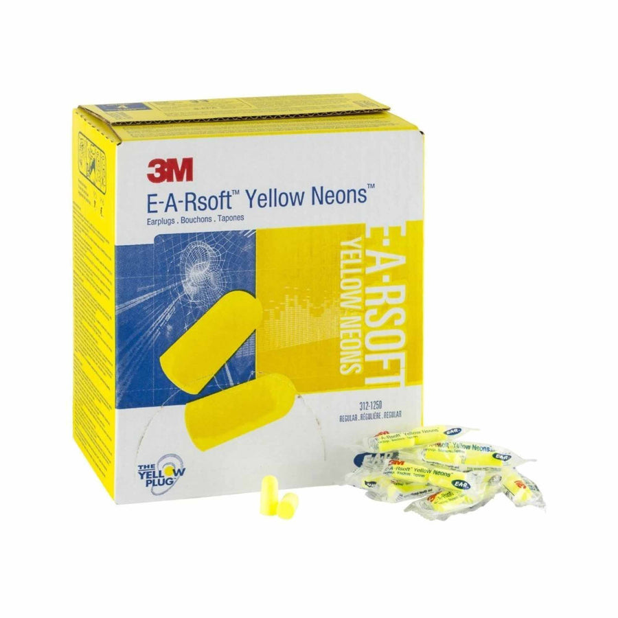 3M E-A-Rsoft Yellow Neons Uncorded Foam Earplugs - 200 Pairs