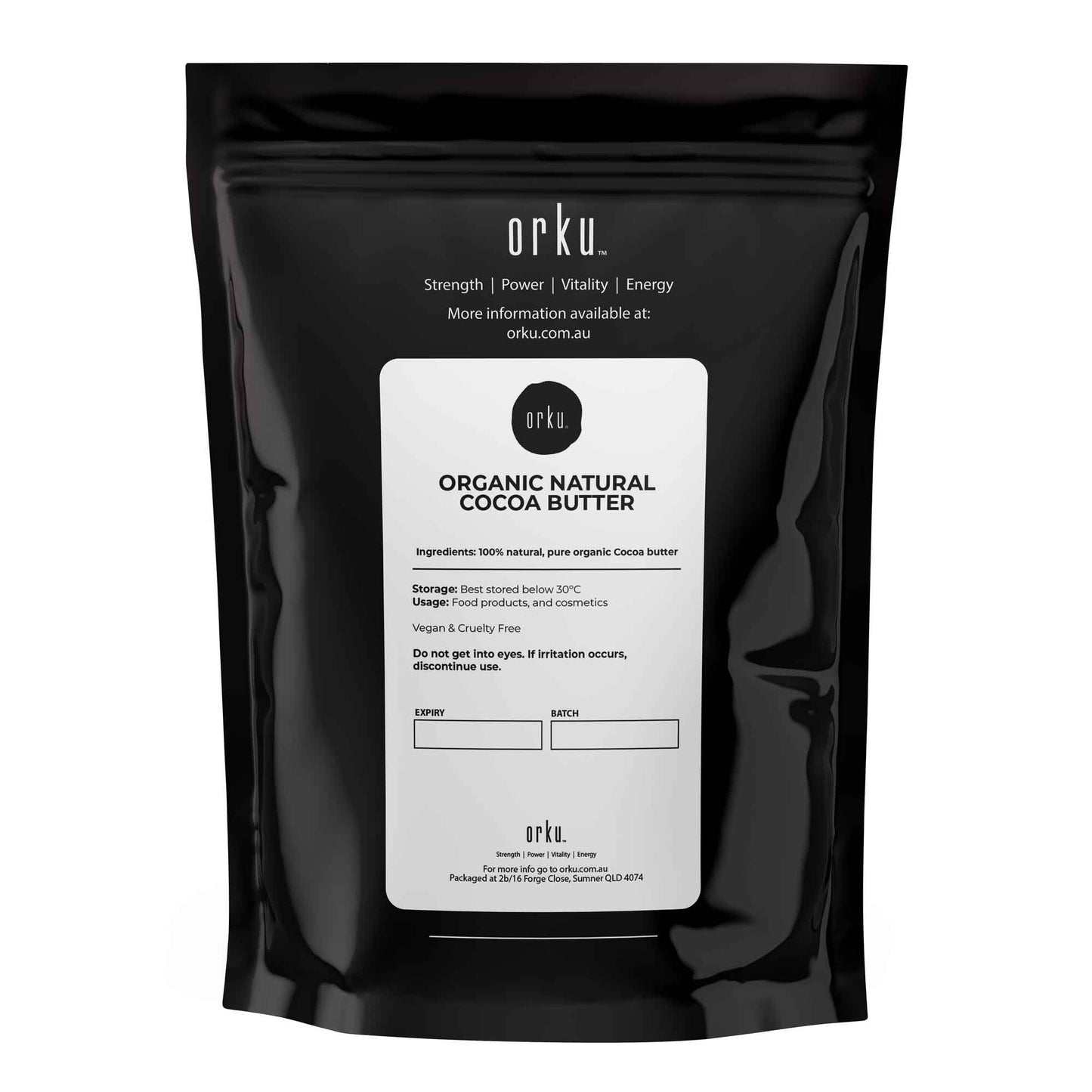 Orku 100g Organic Cocoa Butter - Raw Natural Food Grade Chunks - Vegan & Cruelty-Free