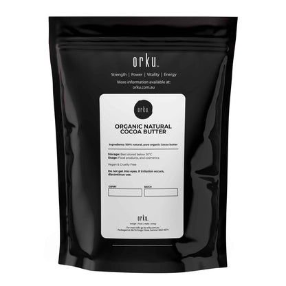 Orku 100g Organic Cocoa Butter - Raw Natural Food Grade Chunks - Vegan & Cruelty-Free