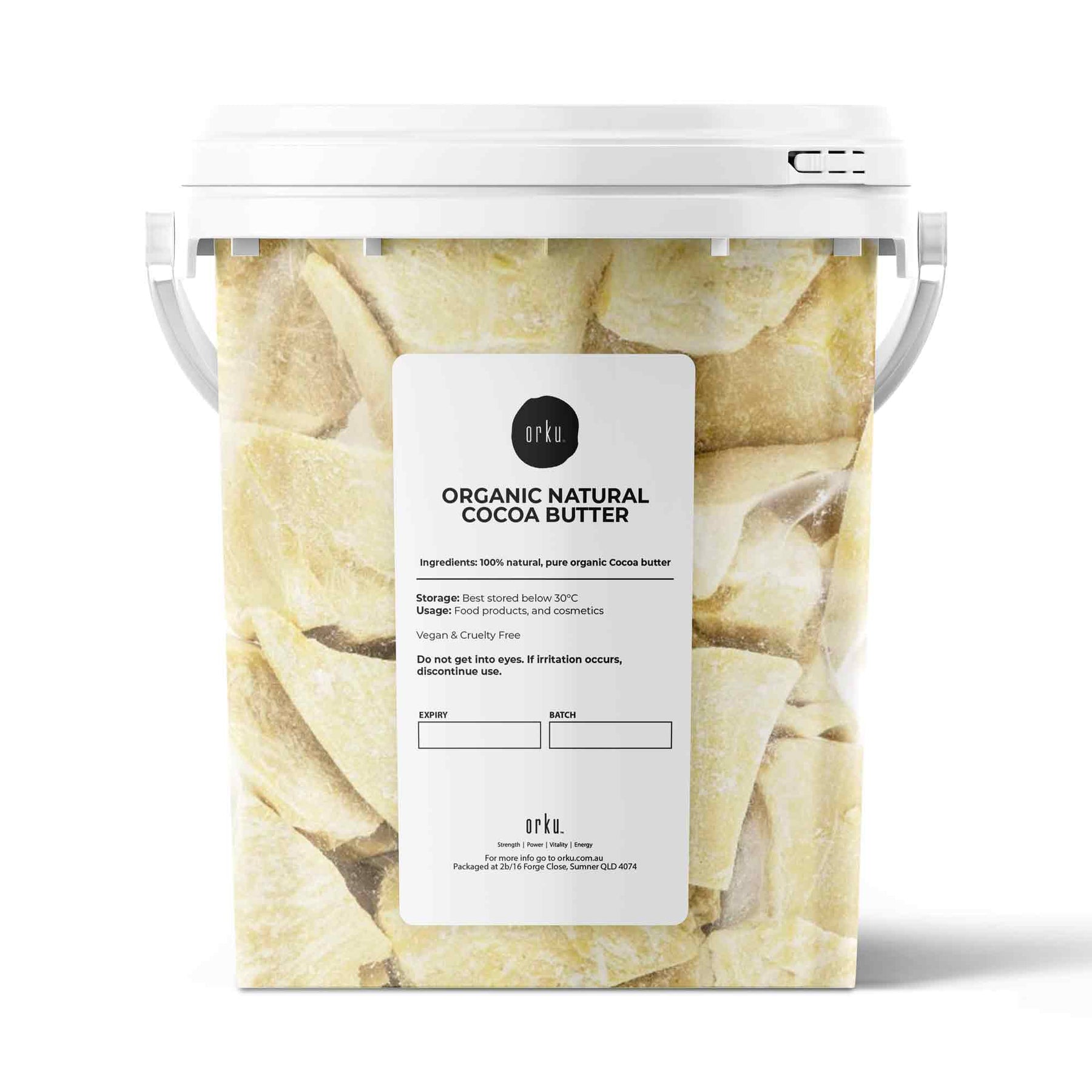 Orku 600g Organic Cocoa Butter Tub - Raw Natural Food Grade Chunks for DIY Cream - SuperSaverAU - view 1