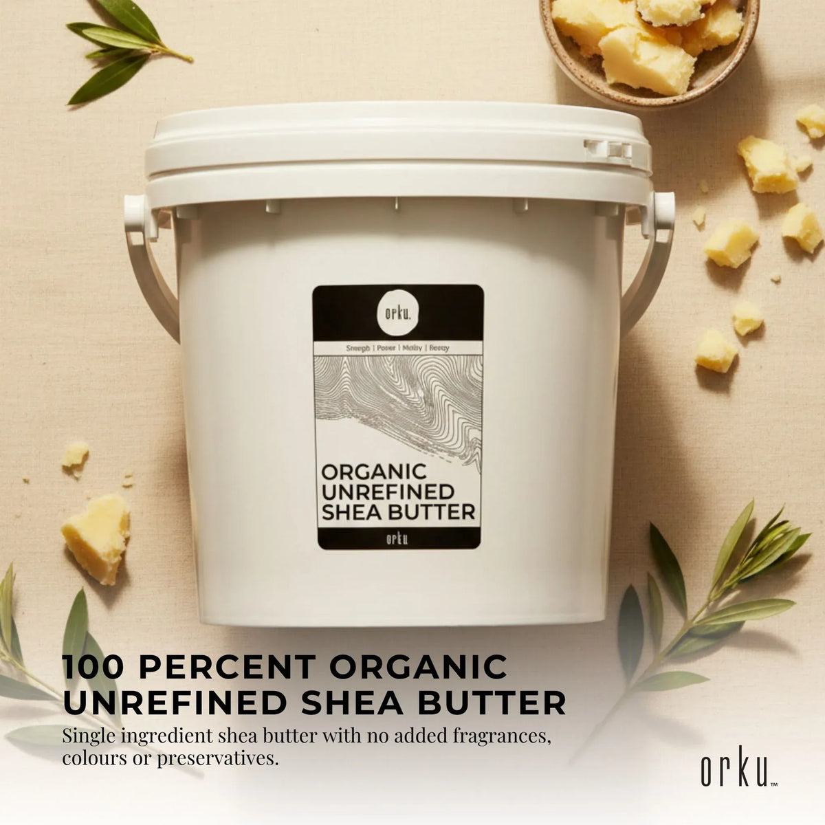 Orku Organic Unrefined Shea Butter 3kg Tub Raw Chunks for Skin Hair and DIY Cosmetics