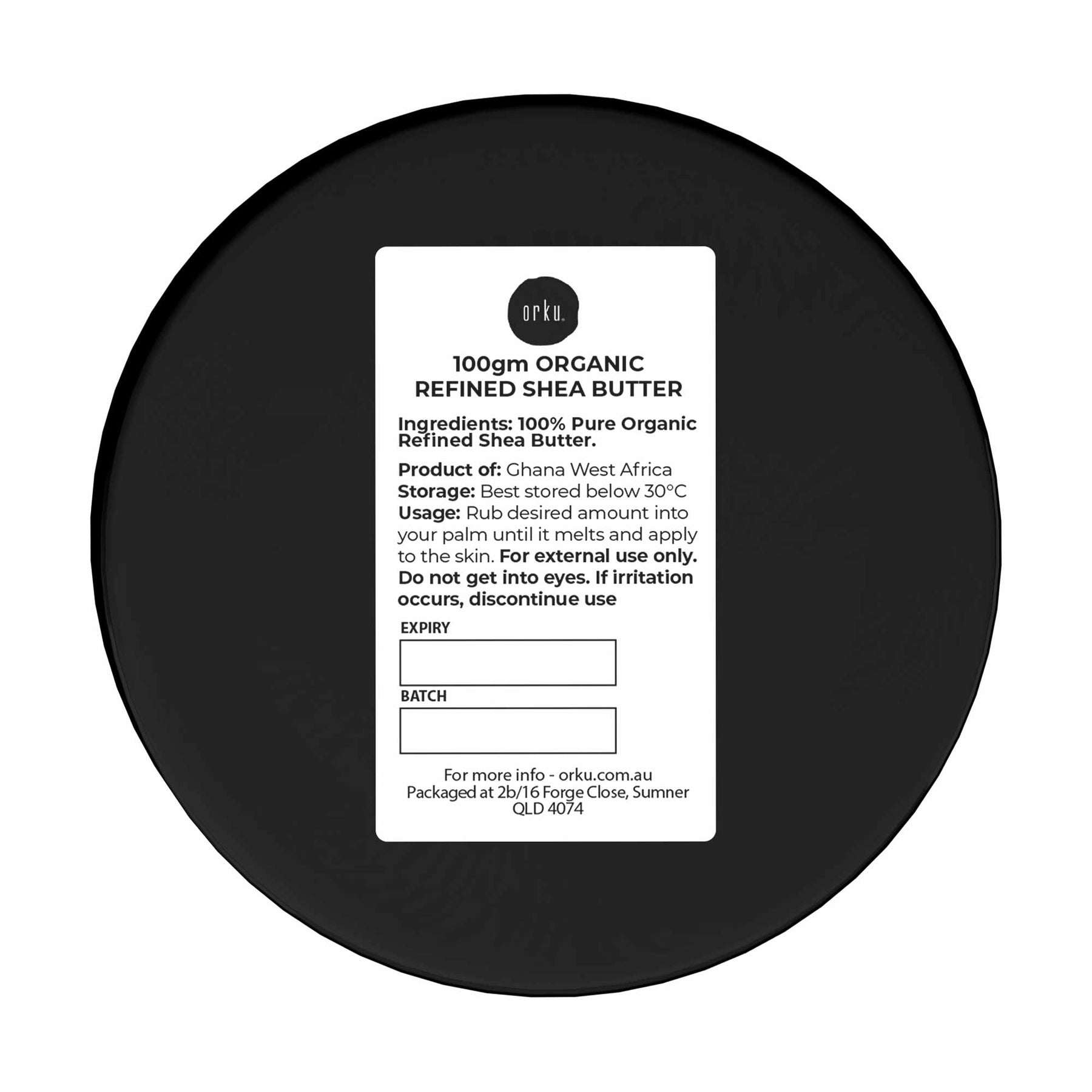 Orku Organic Refined Shea Butter 100g Jar Odourless Cosmetic Ingredient