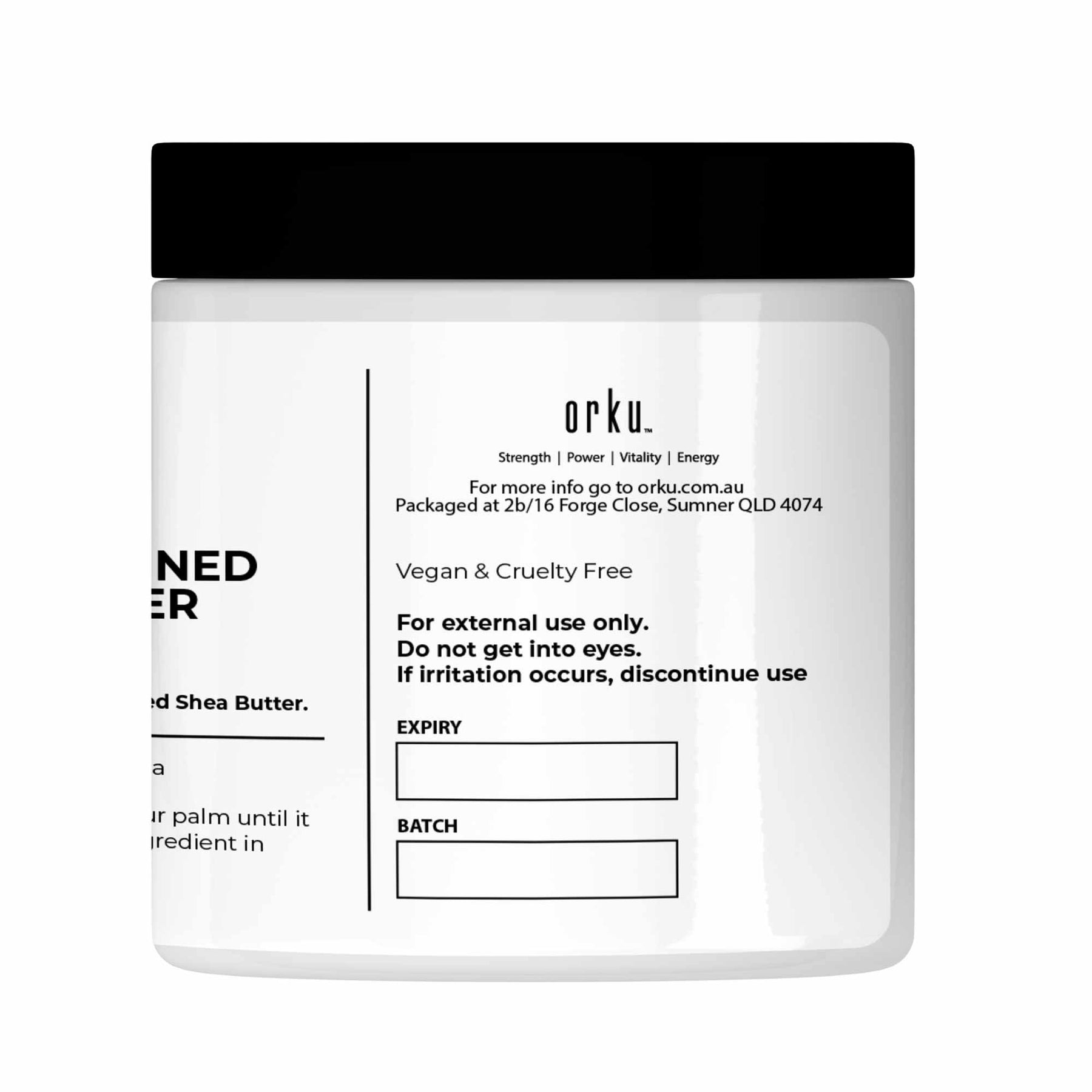 Orku Organic Refined Shea Butter 400g Jar Odourless Cosmetic Ingredient