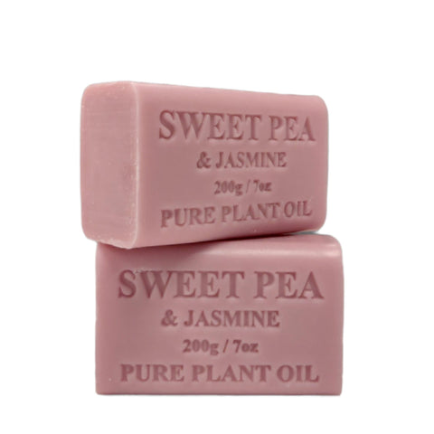 Sweet Pea Jasmine 2x 200g Pure Plant Oil Soap Bars French-Milled Natural - SuperSaverAU - view 1