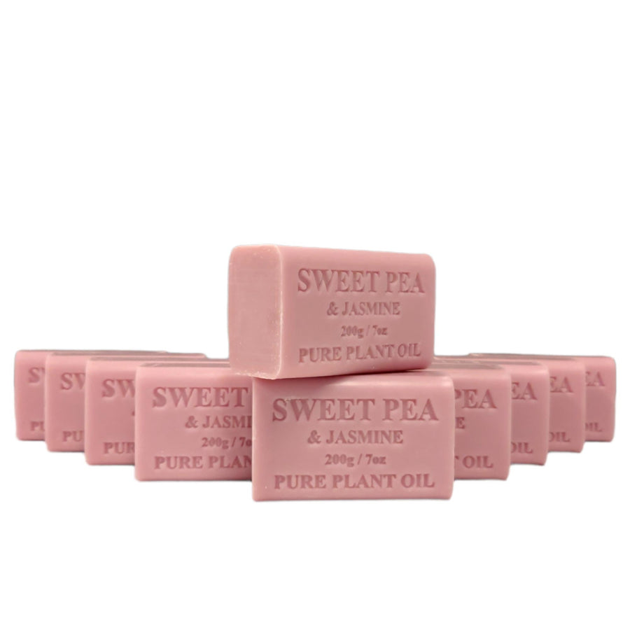 Sweet Pea Jasmine 10x 200g Pure Plant Oil Soap Bars French-Milled - SuperSaverAU - view 1