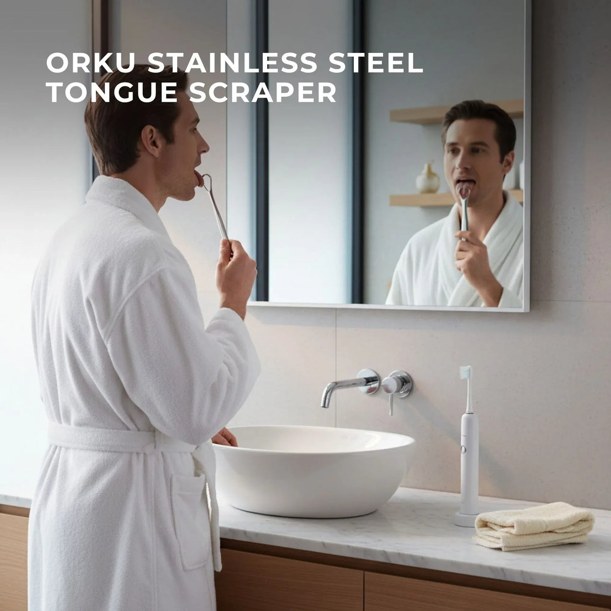 Stainless Steel Tongue Cleaner 14.7cm x 2.4cm - Curved Design for Bad Breath
