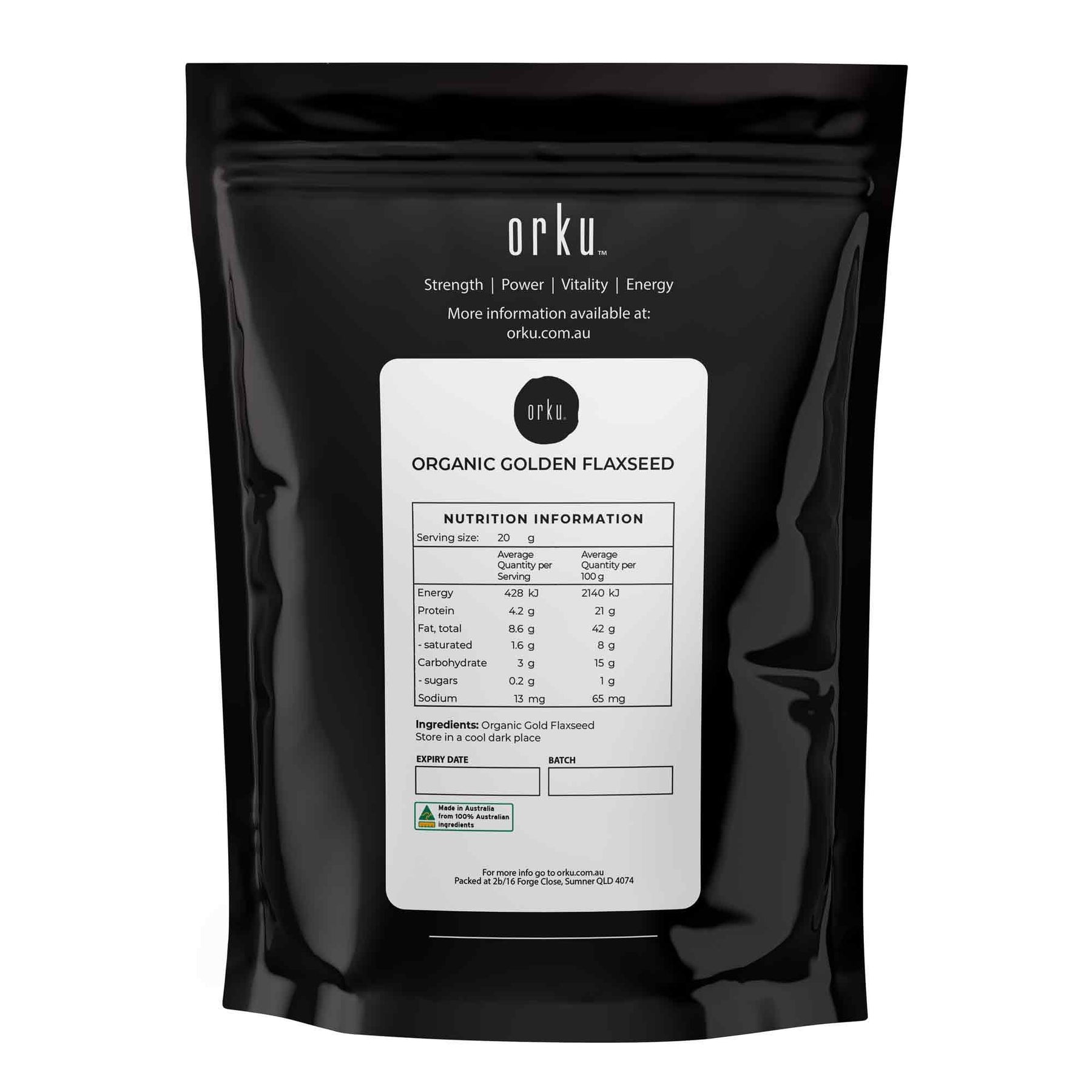 Orku Organic Golden Flaxseed Whole Linseed 10kg Bulk Pack