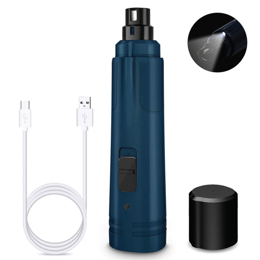 Professional Pet Nail Grinder - LED Light, 2-Speed, Rechargeable, Cordless, Blue