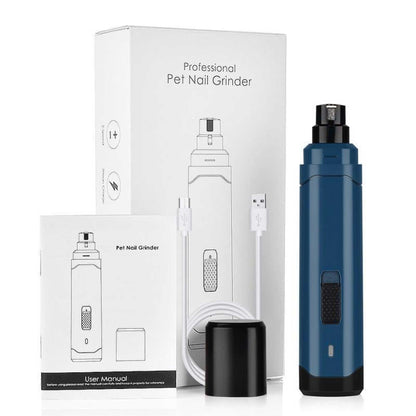 Professional Pet Nail Grinder - LED Light, 2-Speed, Rechargeable, Cordless, Blue