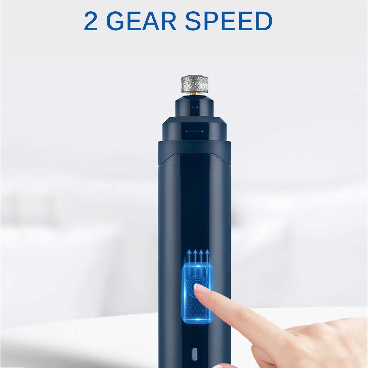 Professional Pet Nail Grinder - LED Light, 2-Speed, Rechargeable, Cordless, Blue