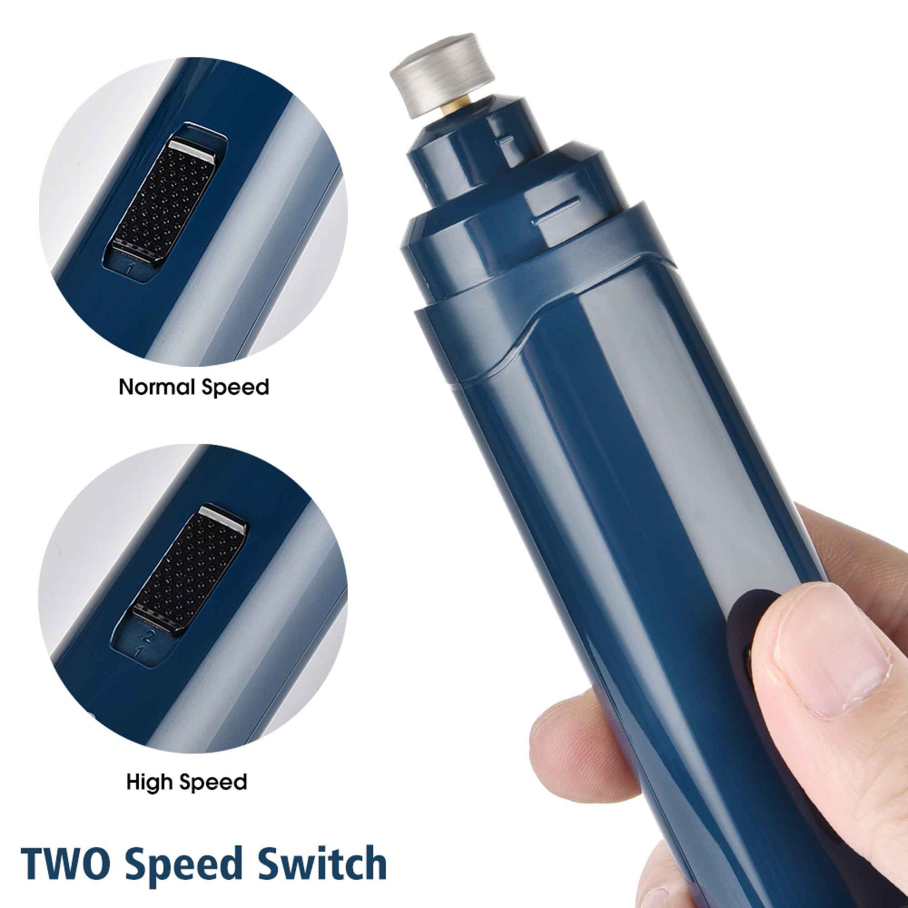 Professional Pet Nail Grinder - LED Light, 2-Speed, Rechargeable, Cordless, Blue - SuperSaverAU - view 11