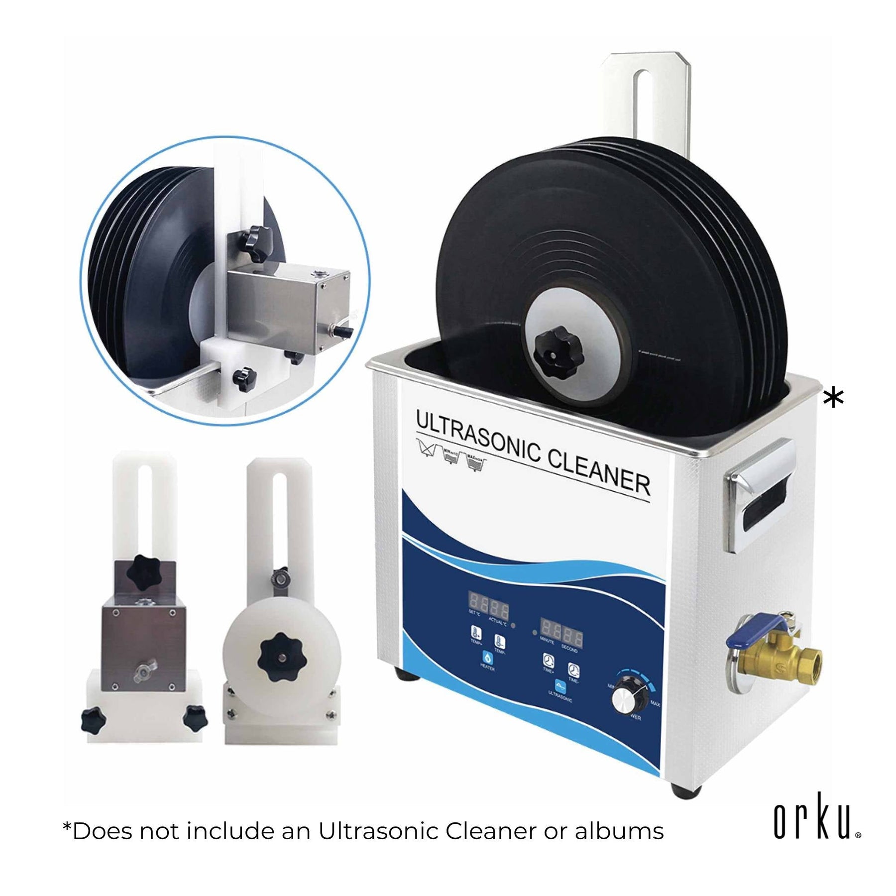 Vinyl Record Cleaner Bracket with Drying Rack - Cleans 8 Records, Adjustable Height - SuperSaverAU - view 2