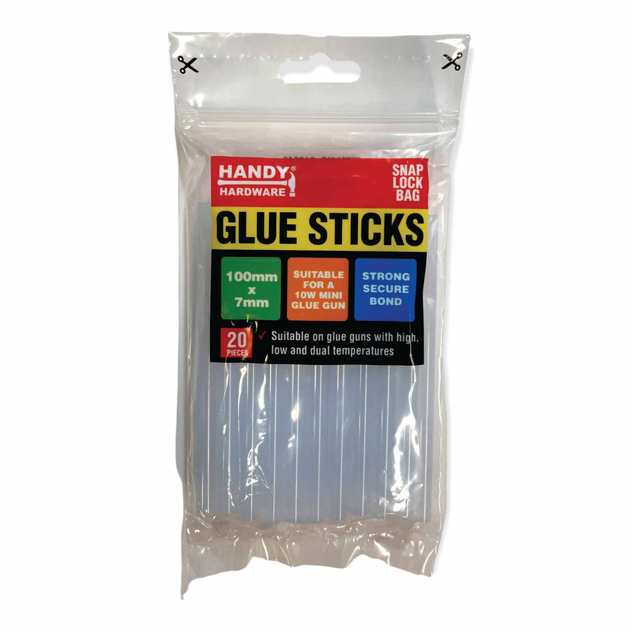 Handy Hardware Hot Glue Sticks 100mmx7mm Clear 20 Pack for Fabric, Wood, Plastic - SuperSaverAU - view 1