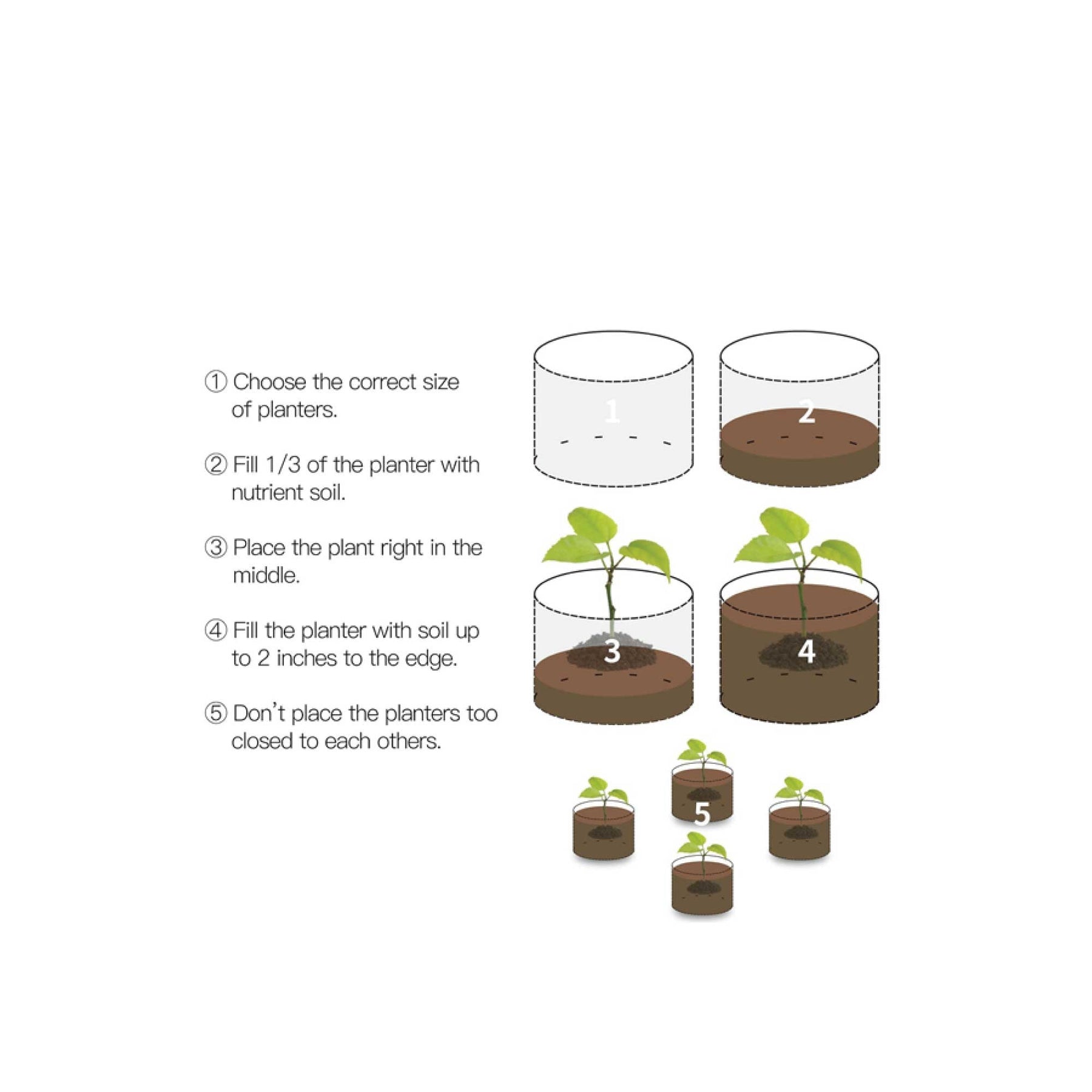 V238 Fabric Plant Grow Bags 10 Gallon / 38L Black Non-Woven Felt - 6 Pack - SuperSaverAU - view 5