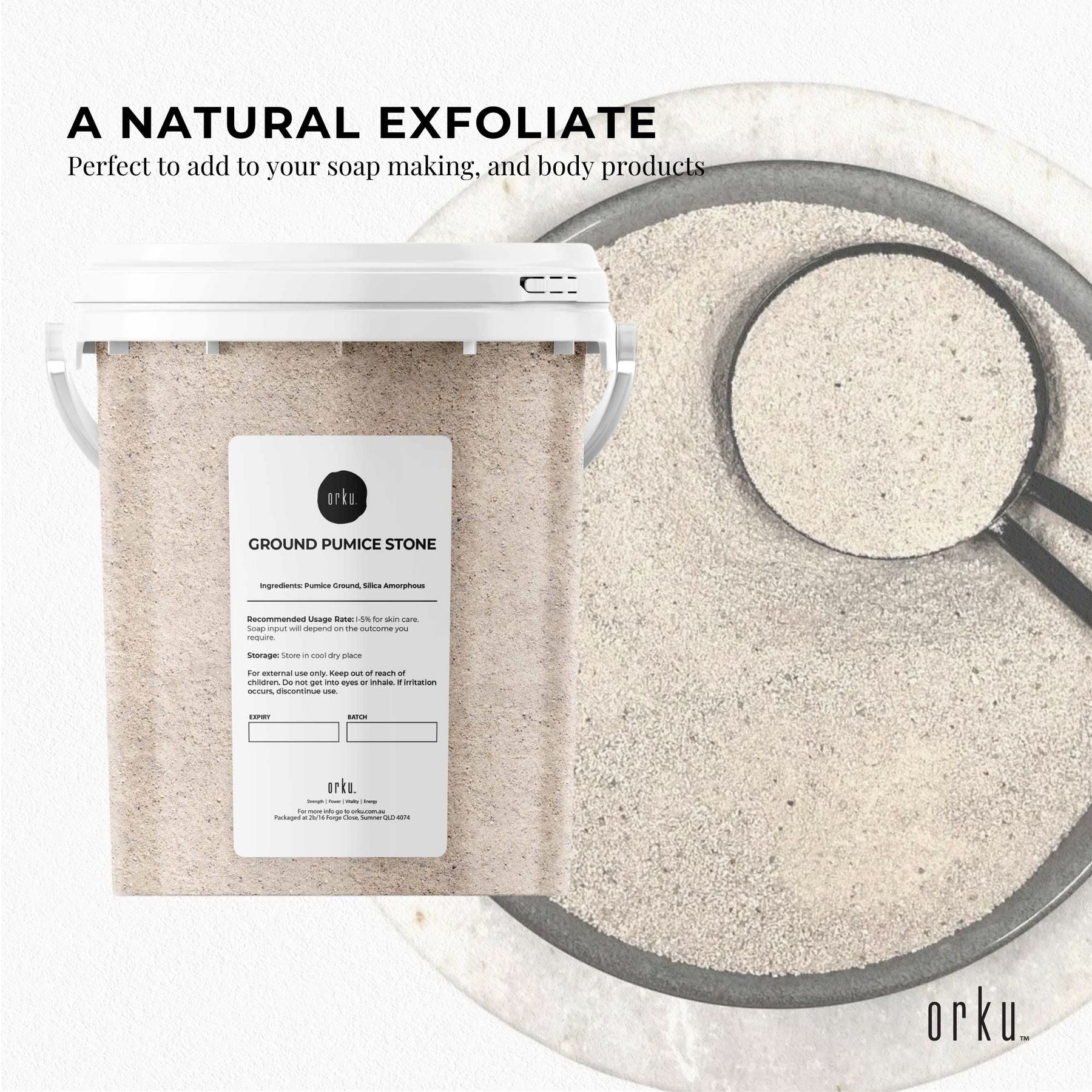 1.3Kg Ground Pumice Stone Granular Powder Tub Exfoliant Body Scrub Soap Additive - SuperSaverAU - view 3