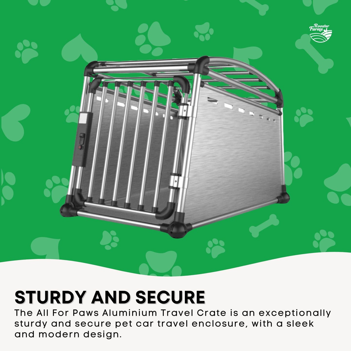 Aluminium Dog Travel Crate 63x68x88cm - Large Pet Car Transport Cage  Kennel Box