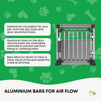 Aluminium Dog Travel Crate 63x68x88cm - Large Pet Car Transport Cage  Kennel Box
