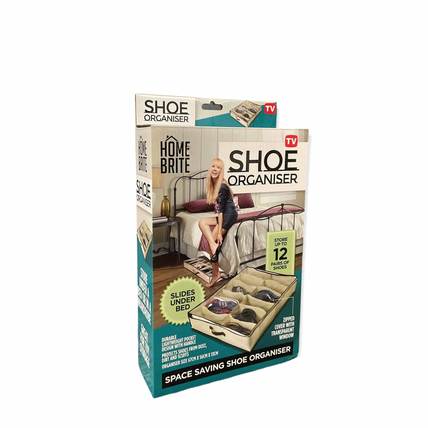 Home Brite 12-Pair Under Bed Shoe Organizer with Zippered Cover