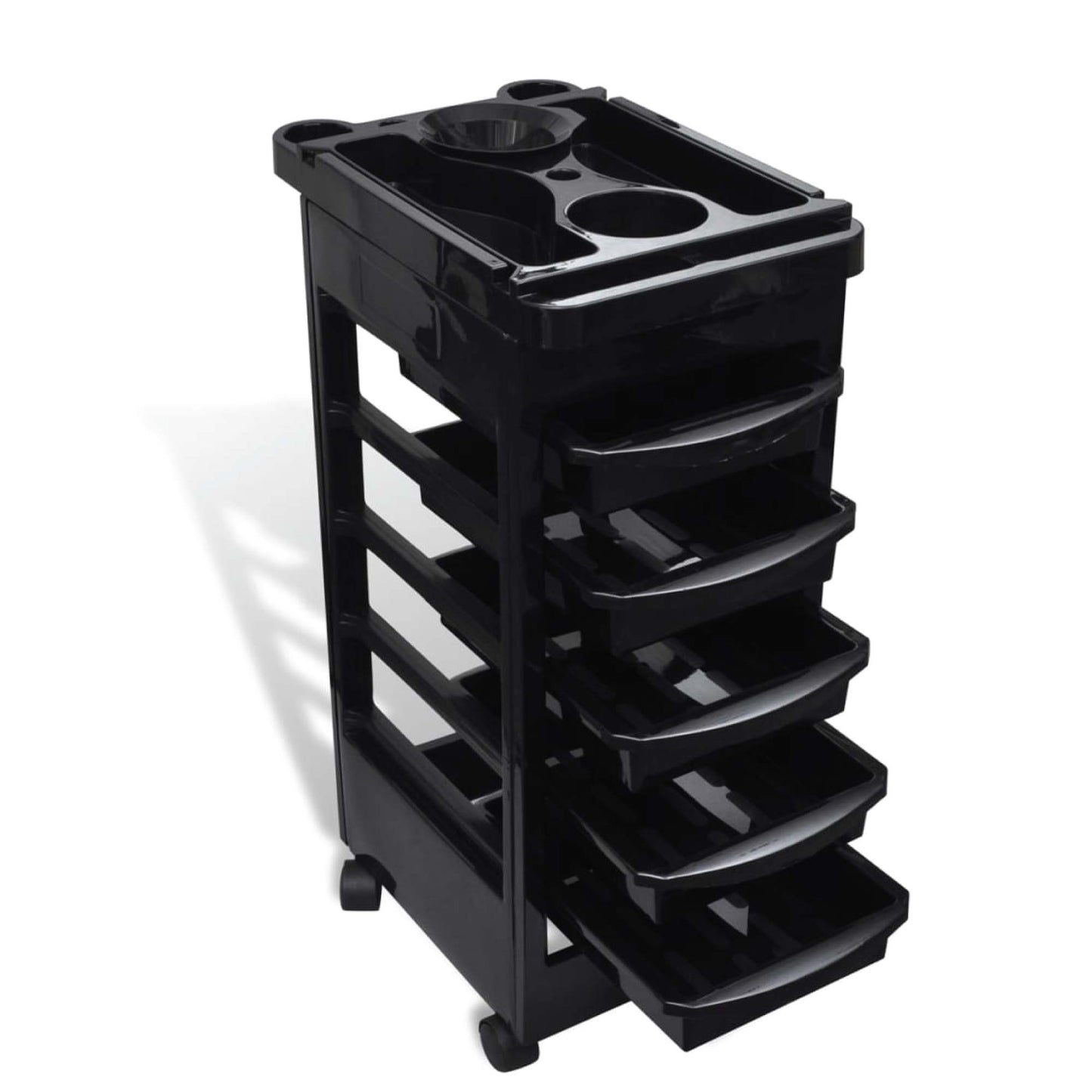 Ellie & Ruby 6 Tier Hairdressing Trolley Black 82x49x32cm Salon Rolling Cart