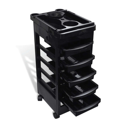 Ellie & Ruby 6 Tier Hairdressing Trolley Black 82x49x32cm with Tint Bowl - SuperSaverAU - view 1