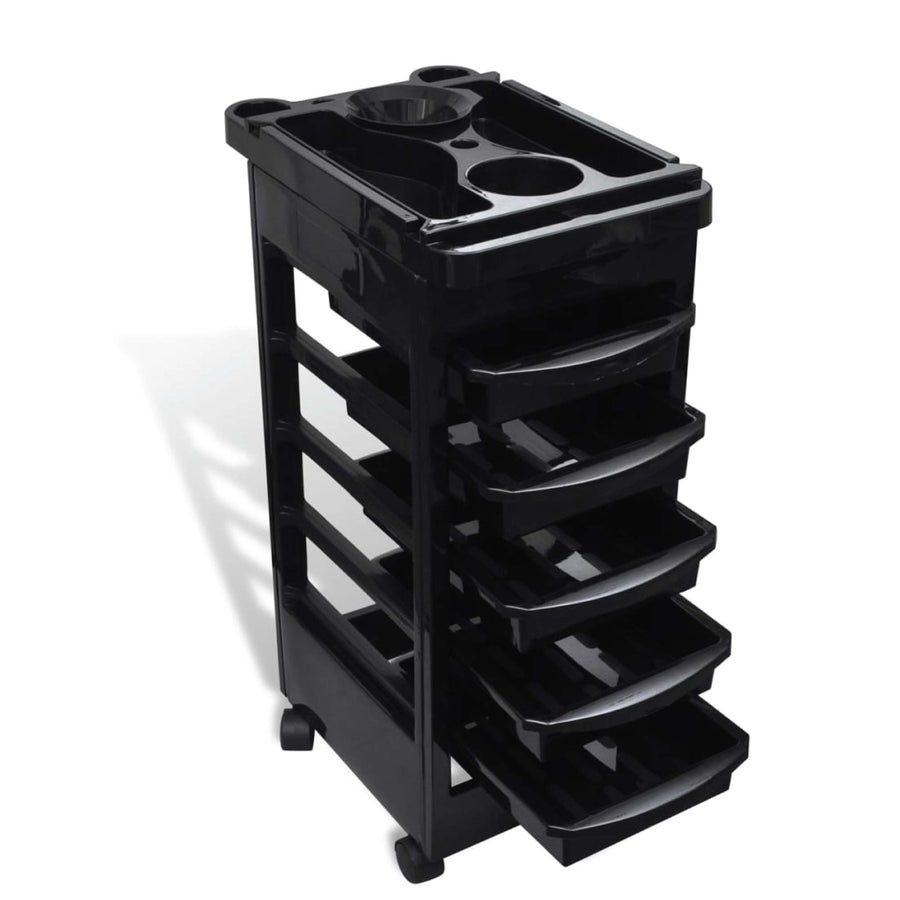 Ellie & Ruby 6 Tier Hairdressing Trolley Black 82x49x32cm with Tint Bowl - SuperSaverAU - view 1