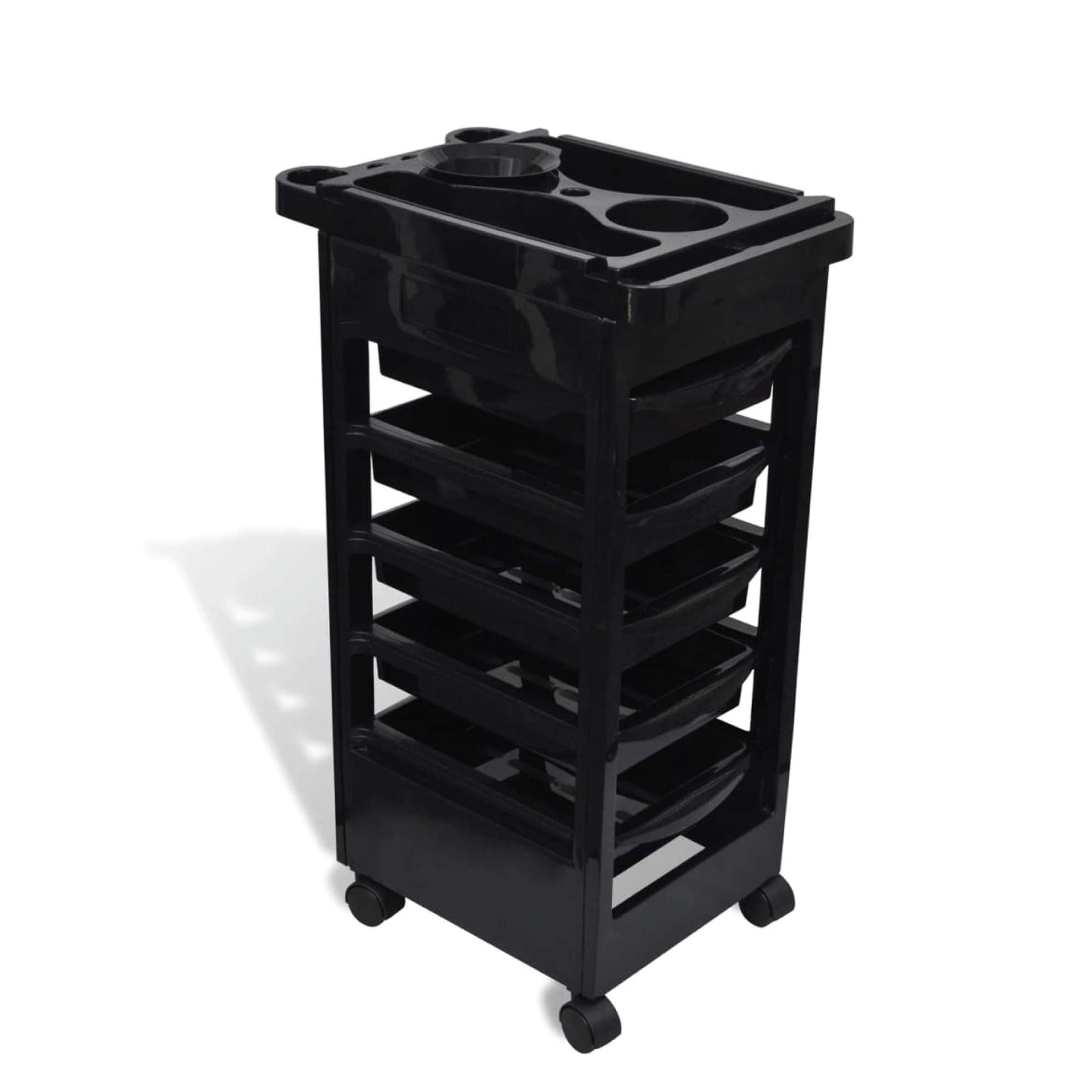 Ellie & Ruby 6 Tier Hairdressing Trolley Black 82x49x32cm Salon Rolling Cart