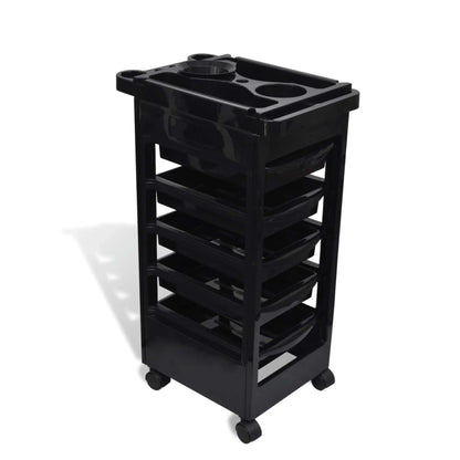 Ellie & Ruby 6 Tier Hairdressing Trolley Black 82x49x32cm Salon Rolling Cart
