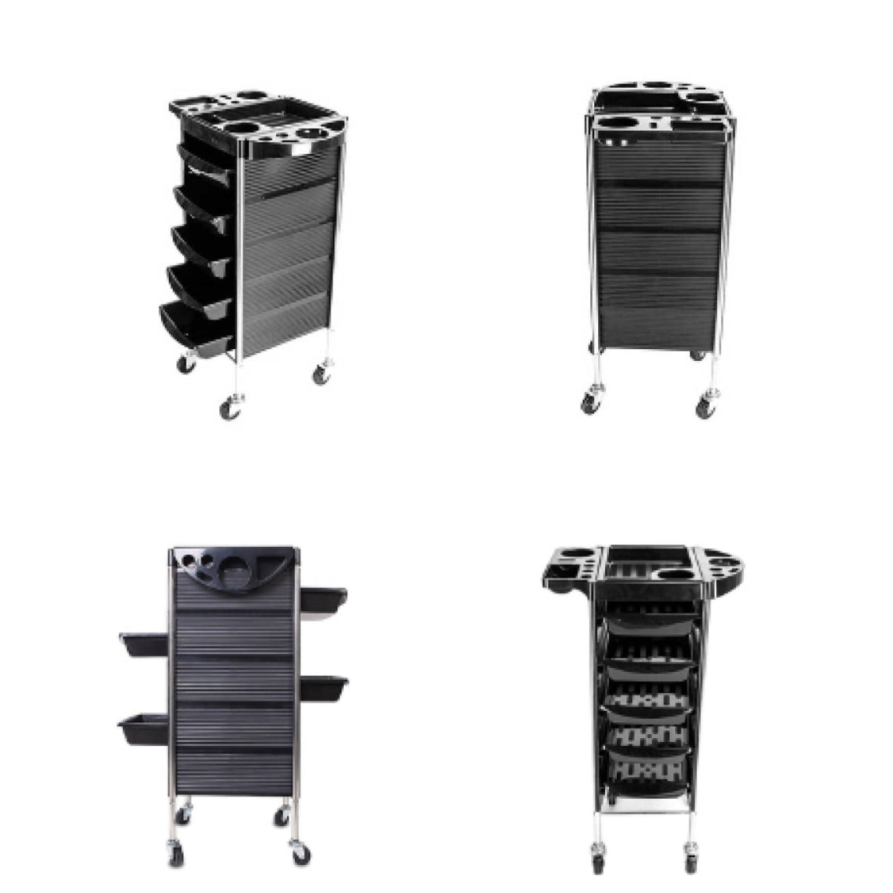 5 Drawer Salon Trolley Black 90x52x36cm Mobile Beauty Rolling Cart - SuperSaverAU - view 6