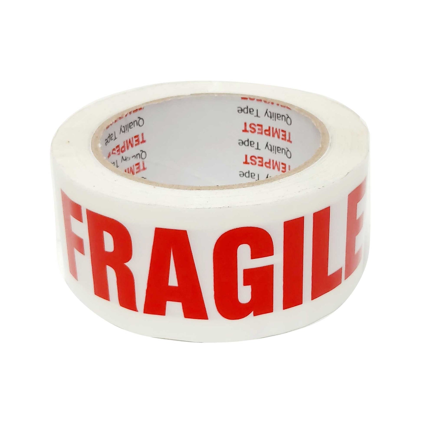 Tempest Fragile Tape 48mm x 75m Red White - Long Rolls for Packaging - SuperSaverAU - view 1