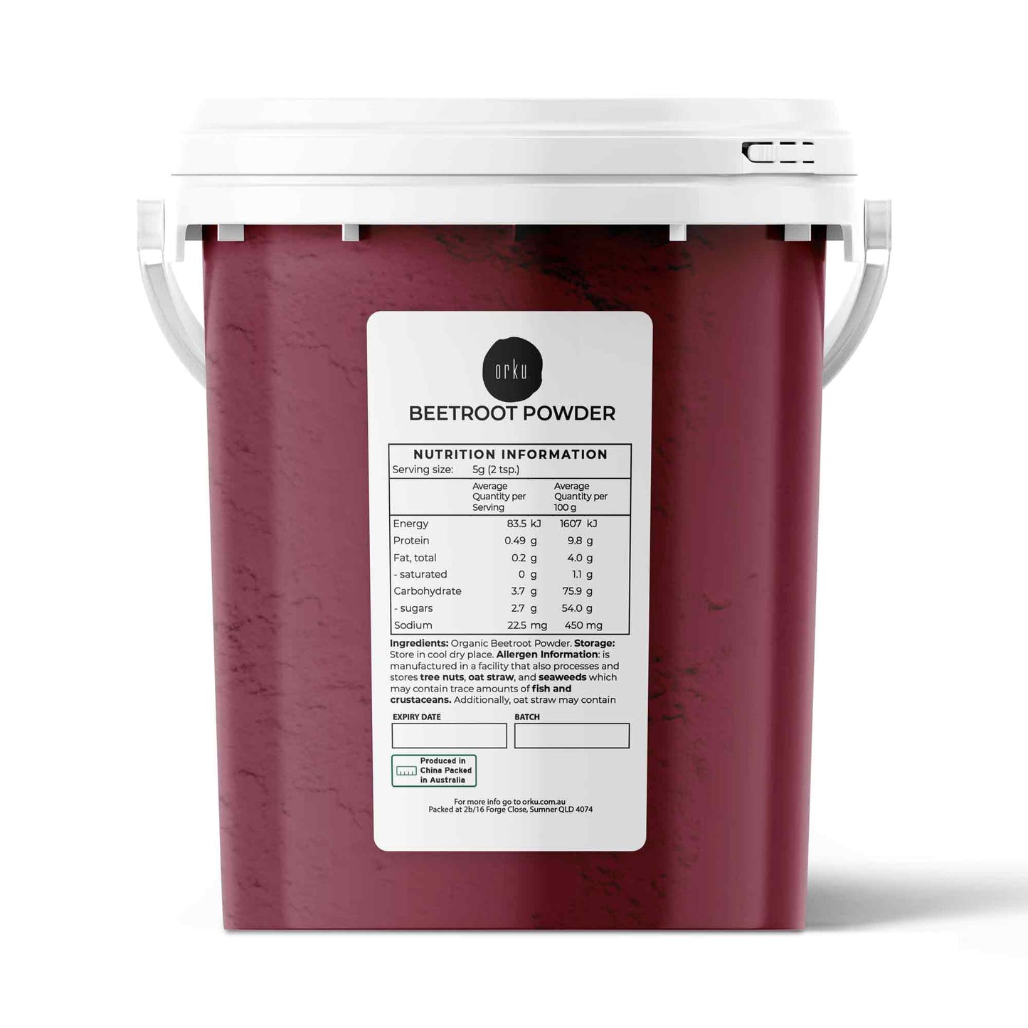 800g Organic Beetroot Powder Bucket Superfood Beet Root Supplement Beta Vulgaris
