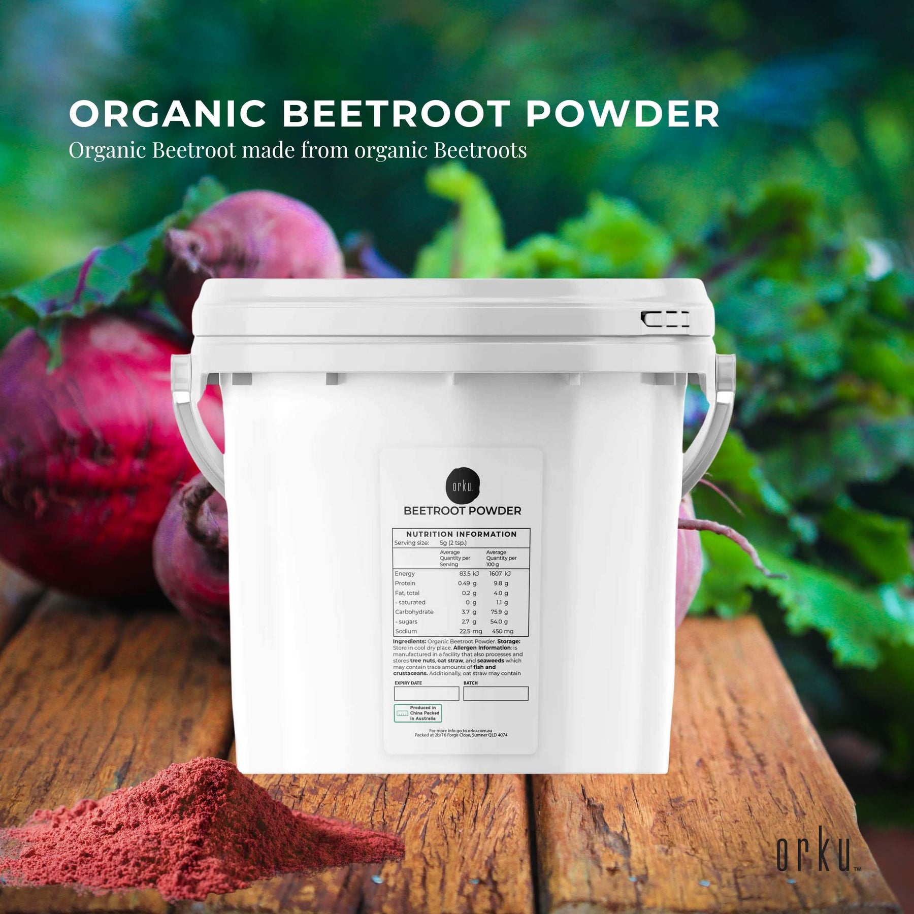 3Kg Organic Beetroot Powder Bucket Superfood Beet Root Supplement Beta Vulgaris - SuperSaverAU - view 2